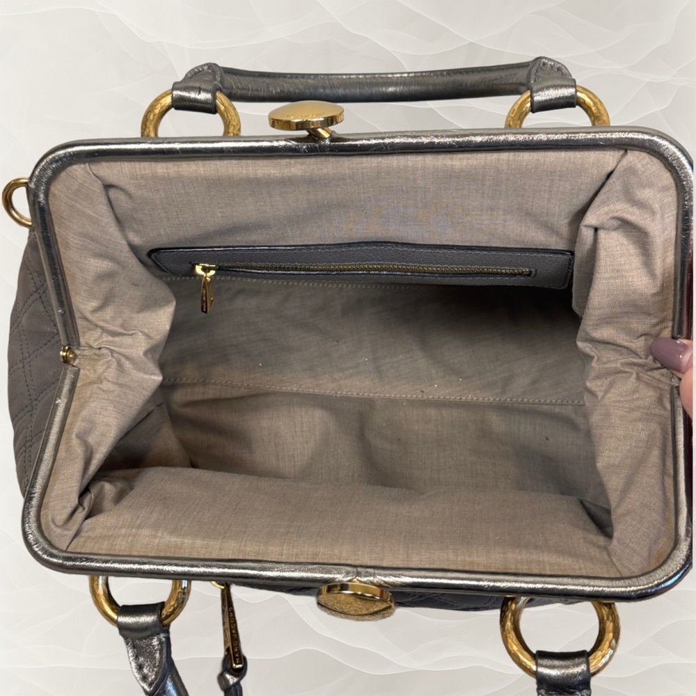 Marc Jacobs Quilted Stan Satchel in Metallic Silver and Gray - Picture 8 of 16